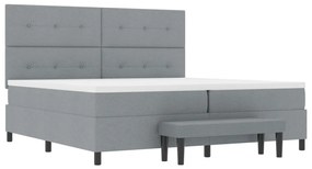 vidaXL Boxspring ágy matraccal és padal világosszürke 200x200 cm szövet