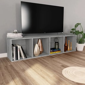 szürke sonoma színű szerelt fa könyv-/TV-szekrény 36x30x143 cm