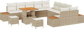 vidaXL Kerti Kanapé Szett 13 pcs Bézs polirattan