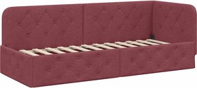 vidaXL Sarokágy keret fejtámlával Bordó 80 x 200 cm szövet