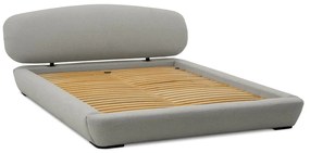 Világosszürke kárpitozott franciaágy ágyráccsal 160x200 cm Odette – Scandic