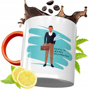 Narancssárga Bögre Építésznek Ajándék fényképes nyomtatással