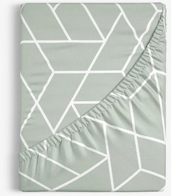 Goldea pamut körgumis lepedő - mozaik minta, zsálya alapon 160 x 200 cm