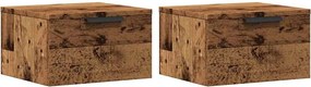 vidaXL 2 db antik fa színű falra szerelhető éjjeliszekrény 34x30x20 cm