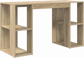 vidaXL Asztal polcokkal Sonoma tölgy 130 x 50.5 x 75 cm Faanyag