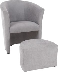 Klub fotel puffal, szürke, ROSE