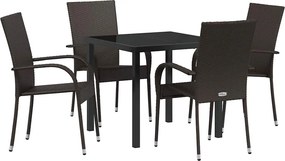 vidaXL Kert étkező szett 5 pcs Barna Porszórt acél
