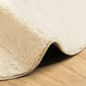 HUARTE krémszínű rövid szálú puha és mosható szőnyeg Ø 80 cm