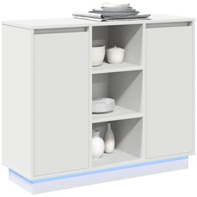LED-es oldalszekrény Fehér 90x32x75 cm Mérnöki fa
