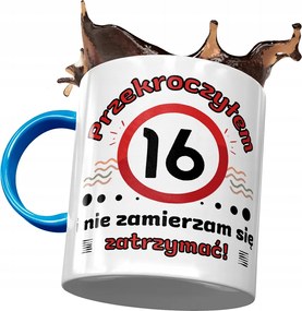 Kék Bögre Születésnapra 16 16. 16. Nyomtatott Fotóval