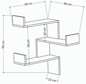 Sarokpolc LUKSA 90x60 cm barna, falra szerelhető