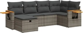 vidaXL 6 részes szürke polyrattan kerti ülőgarnitúra párnákkal