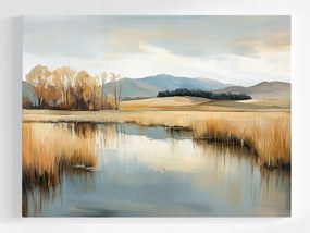 Vászonkép Canvas Tájkép Kilátás Folyó Hegyek Ősz Tájkép 80x60