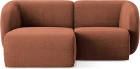 Terrakotta színű zsenília sarokkanapé (bal oldali-heverő résszel) Lani – Makamii