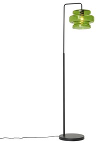 Retro állólámpa fekete, zöld üveggel - Denise
