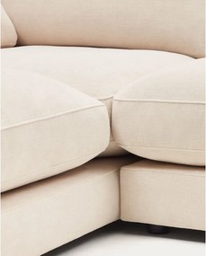 Bézs zsenília sarokkanapé (bal oldali-heverő résszel) Gala – Kave Home