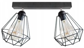 KÉSZLETKISÖPRÉS! Glimex Diamond drót búrás állítható mennyezeti lámpa fekete 2x E27