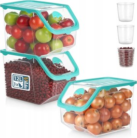 3x Zöldség Tartály Gyümölcs hagyma burgonya fokhagyma eledel por nagy XL