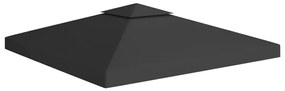 fekete kétszintes pavilon-tetőponyva 310 g/m² 3 x 3 m