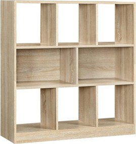 könyvespolc, térelválasztó polc, 97,5 x 100 x 30 cm tölgy szín