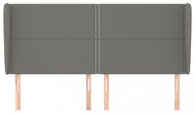 sötétszürke szövet fejtámla szárnyakkal 203x23x118/128 cm