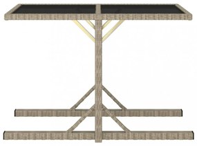bézs üveg és polyrattan kerti asztal 110 x 53 x 72 cm