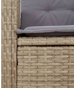 vegyes bézs polyrattan dönthető kerti szék párnákkal