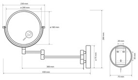 SAPHO XR006 X-Round lógó kozmetikai tükör, 20 cm átmérőjű, ezüst