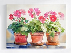 Poszter Dekoráció Virágcserép Virágok Muskátli 100x75