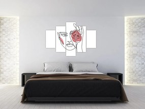 Kép - Line art arc rózsával (150x105 cm)