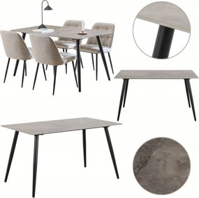 Étkezőasztal téglalap alakú asztallap szürke kerámia matt 140x80cm modern