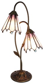 Tiffany asztali lámpa Rózsaszín Barna 35x18x61 cm