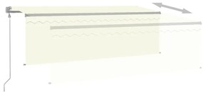 krémszínű szélérzékelős, LED-es napellenző redőnnyel 4x3 m