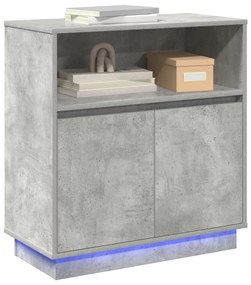 Led világítással ellátott oldalszekrény Beton Szürke 71x34,5x75 cm Műanyag