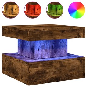 Füstös tölgy színű dohányzóasztal LED-lámpákkal 50 x 50 x 40 cm