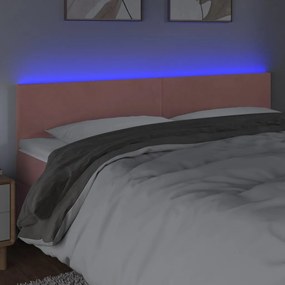 rózsaszín bársony LED-es fejtámla 180x5x78/88 cm