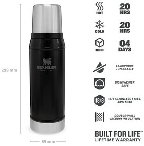 Fekete termosz bögrével 750 ml – Stanley