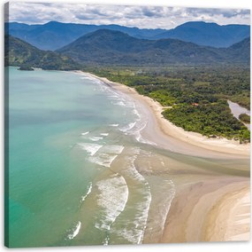 Vászonkép Vízpart Hullámok Hegyek Természet 80X80 cm Ajándéknak is tökéletes