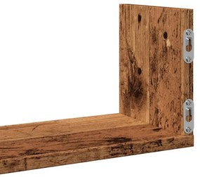 3 db antik fa színű szerelt fa fali polc 58 x 18 x 18 cm