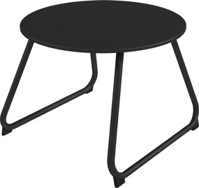 Outsunny Állítható Lábu Kültéri Oldalasztal Ø48x37 cm Festett Fém, Fekete | Aosom