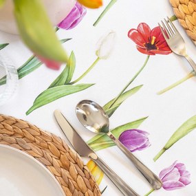 Goldea szögletes teflonos asztalterítő - színes tulipánok 120 x 140 cm