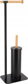 Fém Wc-papír Tartó Állvány Wc Kefével, Fekete