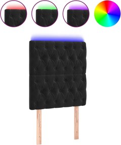 vidaXL fekete bársony LED-es fejtámla 80x7x118/128 cm