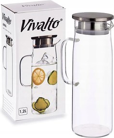 Lux Egészséges Üveg Kancsó Inox Fedél Italszűrővel Víz 1,2L Ar