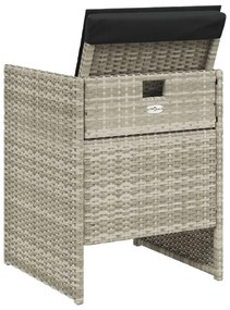 4 db világosszürke polyrattan kerti szék párnával
