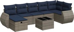 vidaXL 8 részes szürke polyrattan kerti ülőgarnitúra párnákkal