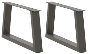 2 db antracitszürke, V-alakú acél dohányzóasztal láb 70 x (30-31,3) cm