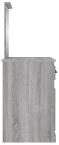 szürke sonoma szerelt fa tükrös pipereasztal 90 x 50 x 132,5 cm