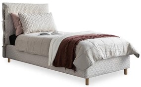 Bézs kárpitozott egyszemélyes ágy ágyráccsal 90x200 cm Sleepy Luna – Miuform