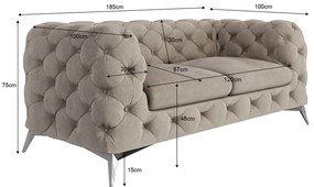 Szürkésbézs bársony kanapé 185 cm Chelsea – Ropez